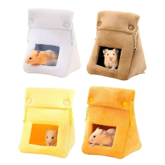 Comfy Sleeping Bag for Hamsters Bread Hamster Bed, Plush Warm Cave Cozy Hanging Creative Shape Pet House Hammock, Small Animal Cage Accessory