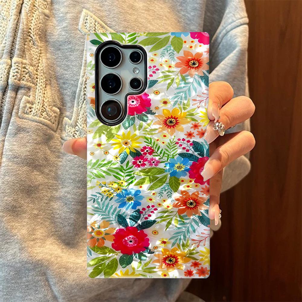 Advanced sense fritillary color floral Samsung S26Ultra mobile phone case 2-in-1 film case S25 anti-drop cover S22