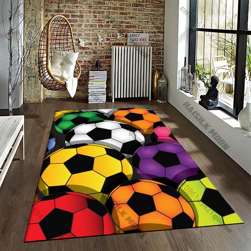 Tappeto da Camera con Motivo Cartone Animato Sport Calcio 15 Misure Tappeto Street Fashion per Camera da Letto Soggiorno Tappetino Antiscivolo Tappeto per Sedia Regalo