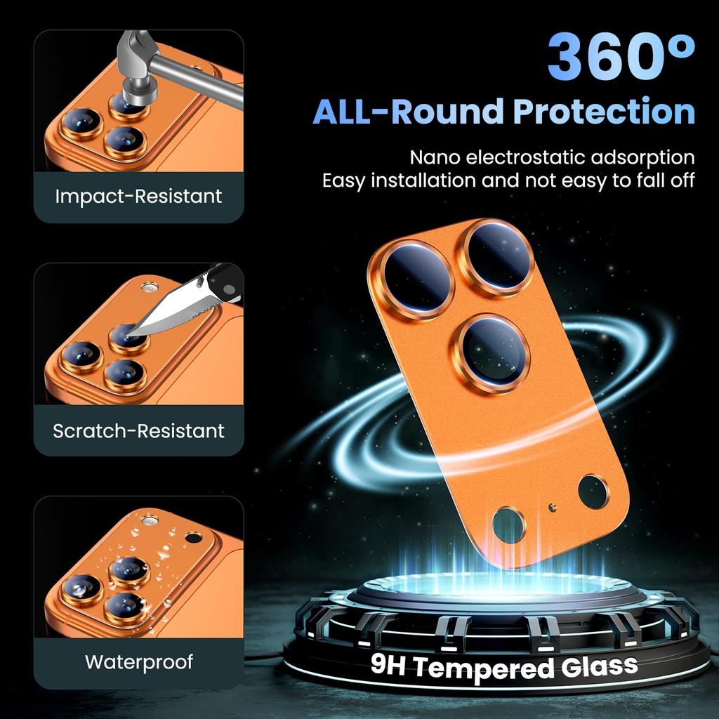 Shockproof Phone Clear Rear Camera Lens Protector Metal Frame Antiscratch Dustproof Water Resistant Coating Impact Absorption