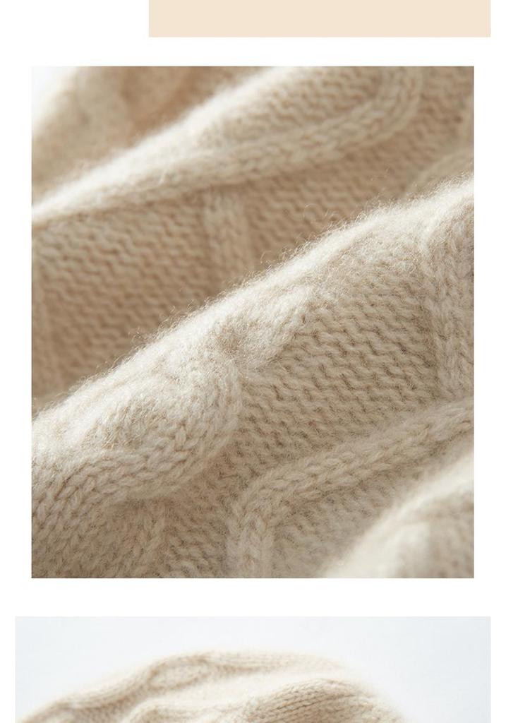Women's Retro 100% Cashmere Cable Knit Fisherman Hat: Accentuates Face, Versatile, Trendy, Solid Color Commuting Hat