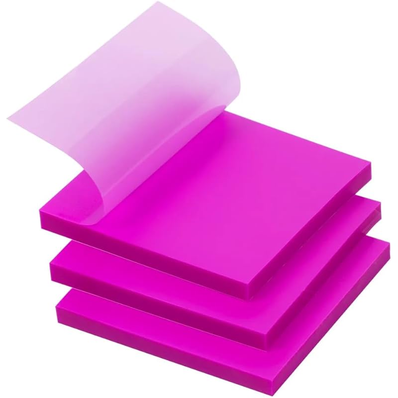 UCRAVO 50 Sheets Colored Transparent Sticky Notes Translucent Notes, Smooth Writing Quick Clear Waterproof Self-Sticky N
