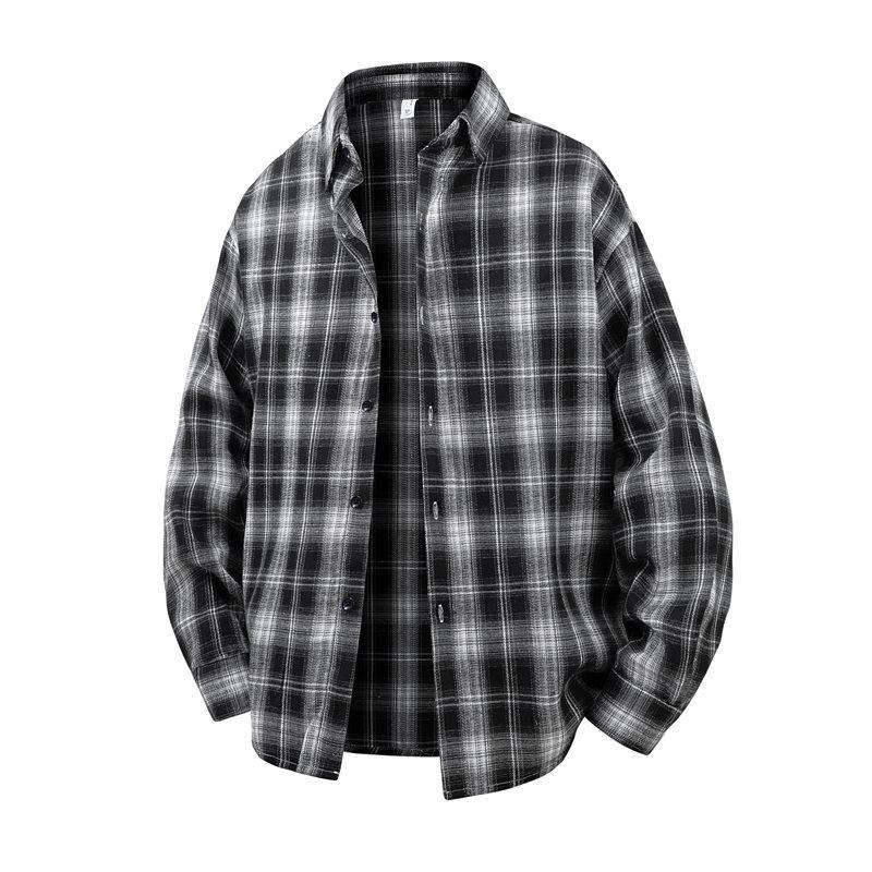 

Yi Mi Cang 2026 Unisex Retro Plaid Shirt Jacket - Korean Cross-border E-commerce Style 3XL чёрный