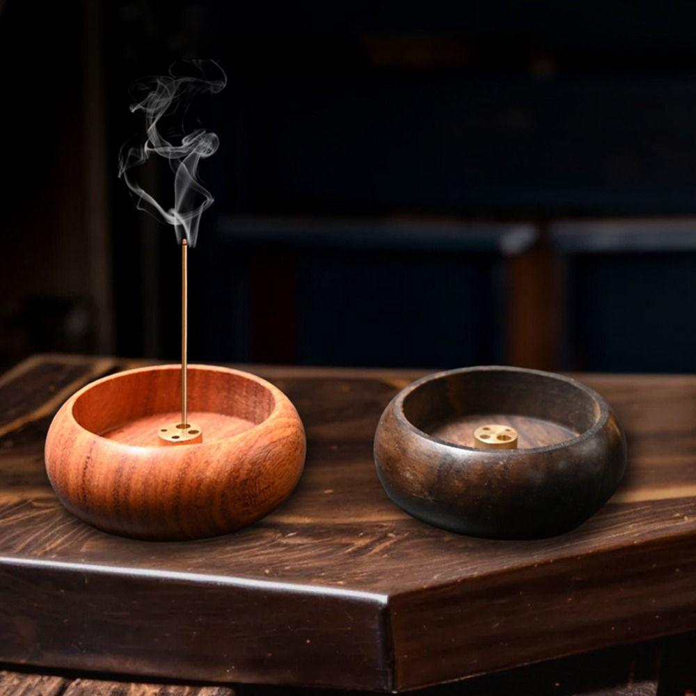 Bowl Shape Wooden Incense Holder Multicolor Rosewood Incense Holder  Aromatic Environment