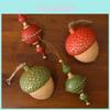 Christmas Tree Wooden Acorn Star Decor With Gold And Red Ornaments For Festive Decor
