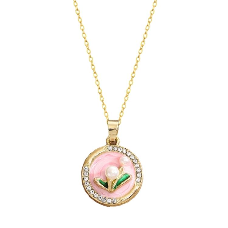 Elegant Oil Painting Bivalve Charm Necklace 10 Multicolored Artistic Designs Thin Metal Mixture Fashion Addition