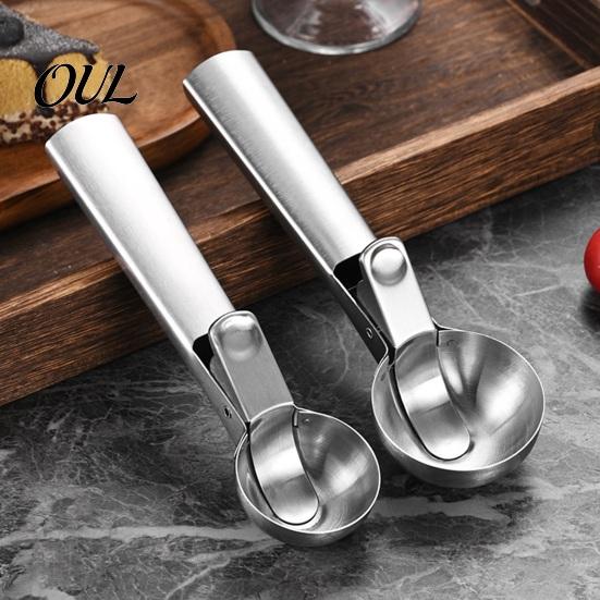 Effortless Food Portioning Tool Stainless Steel Ice Cream Scoop with Trigger, Easy Release Hard Durable Prep Dough Scooper, Professional Kitchen