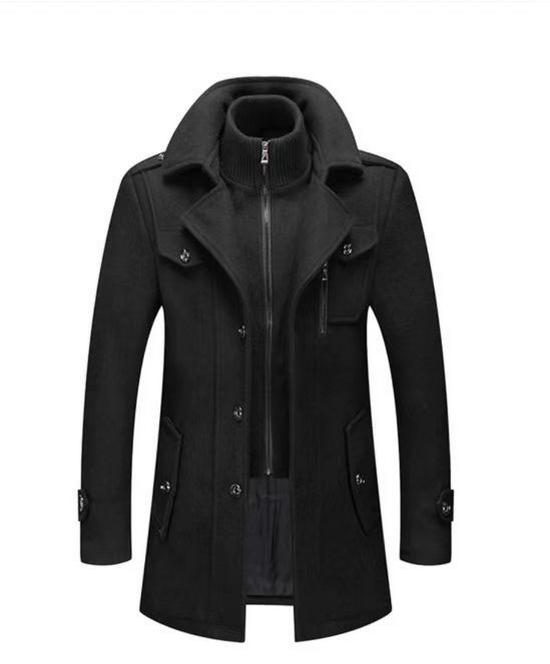 Men's Business Woolen Coat - Double Collar, Autumn/Winter Fashion Outerwear