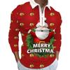 Father Christmas Cartoon Pattern Digital 3D Printing Polo Shirt Large Size Loose Men's Zip Lapel Shirt