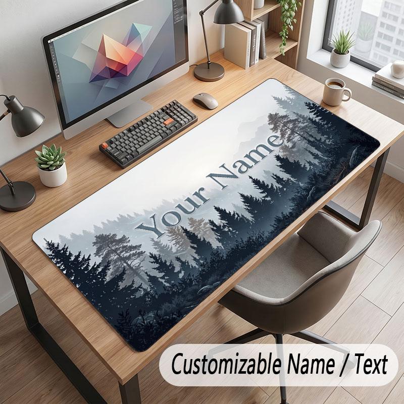 Mushroom Forest Theme Customized Mouse Pad Personalized Print Name Text Desk Mat For Home Office Table Decor