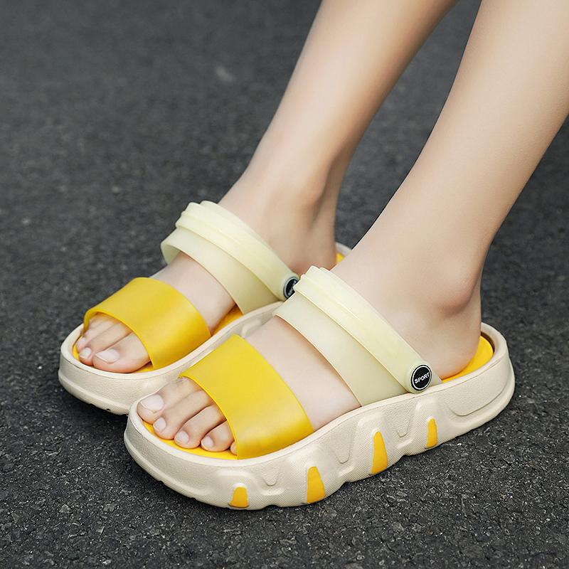 Women Yellow Summer Sandals Rubber Jelly Shoes Non Slip Comfort Men Slipper And Sandal Hot Sale Beach Shoes Indoor Slides