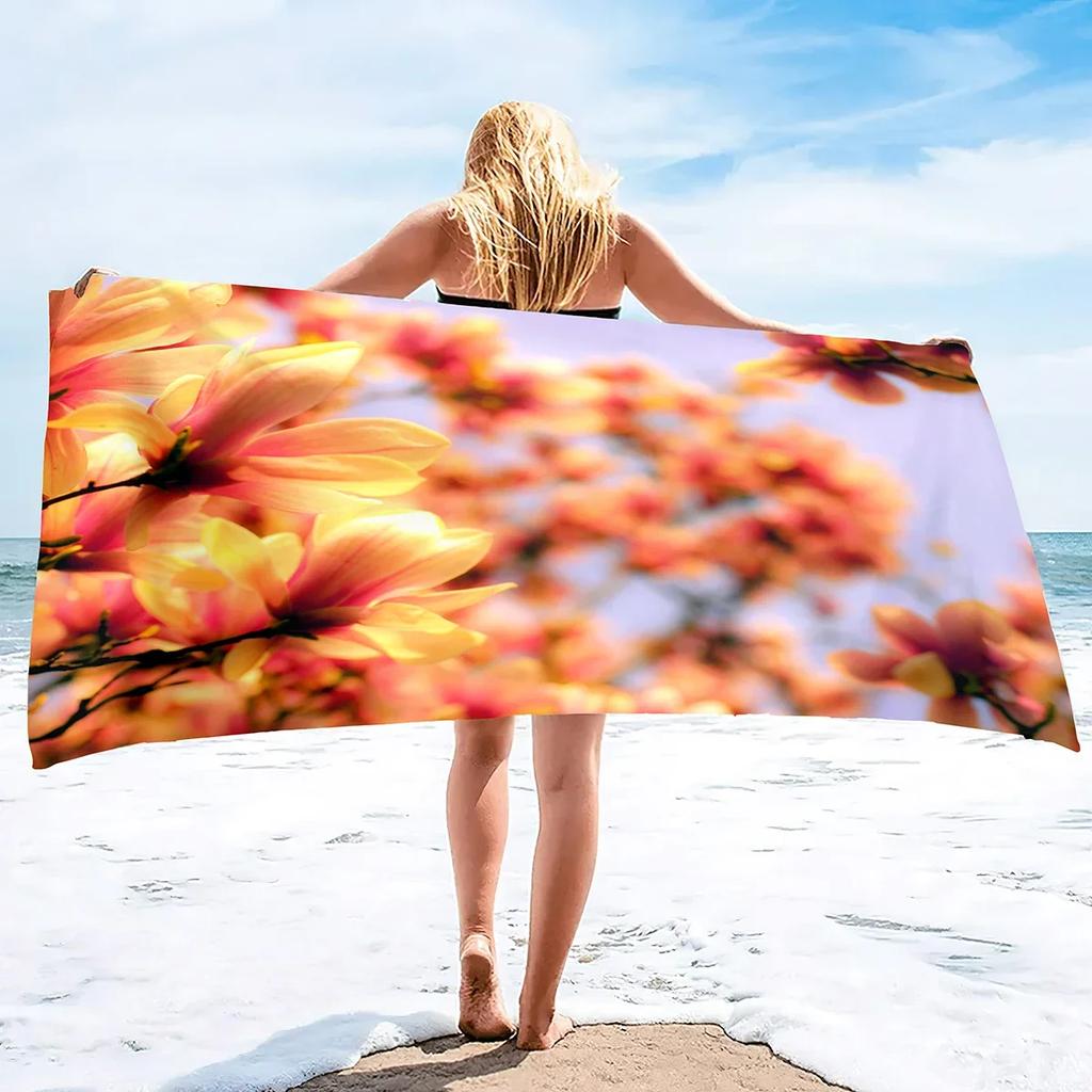 Magnolia Flower Beach Towel Sand Free Microfiber Towels for Beach Quick Dry Pool Towel Blanket Beach Towels for Adults Kids