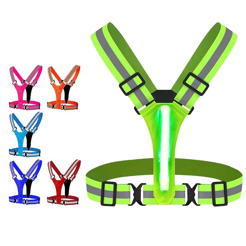 Adjustable LED Reflective Belt Safety Equipment High Visibility for Night Walking Cycling & Running