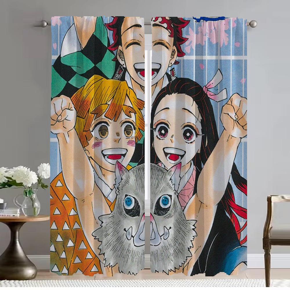 

Shades Demon Slayer Modern Living Room Curtains 2 Pieces Blackout Curtain Home Interior Curtains for Camera Tulle for Bedroom W50xH70cmx2pcs-CL