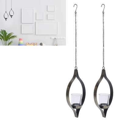2 Pcs Metal Hanging Candle Holder Vintage Iron Wall Candle Sconce Tea Light Stand