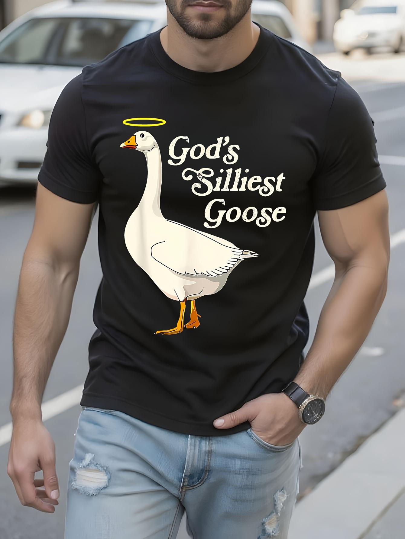 Funny God s Silly Goose Graphic Tshirt with White Goose a... XXXXL
