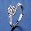 925 Sterling Silver Moissanite Love Ring, PT950 White Gold Plated, Colorfast Luxury Women's Band