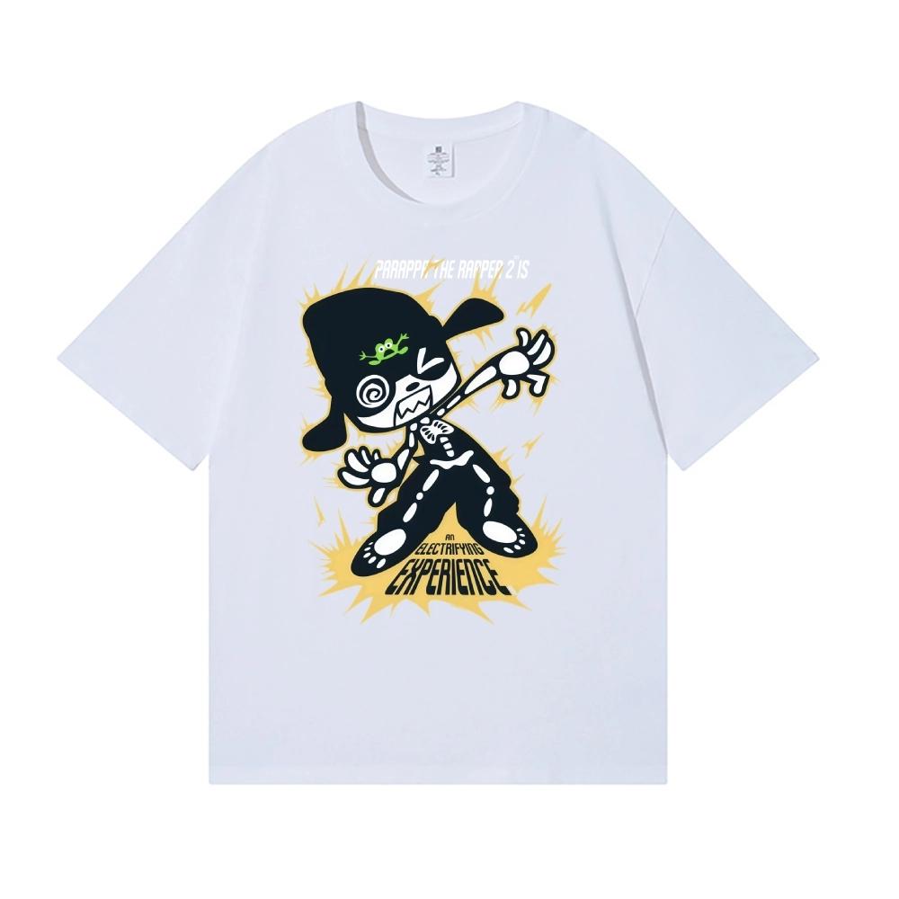 Parappa The Rapper Unisex Short Sleeve T Shirt Retro Game Skeleton Character Graphic Tee Summer Cartoon Streetwear O Neck Oversized Cotton Tops
