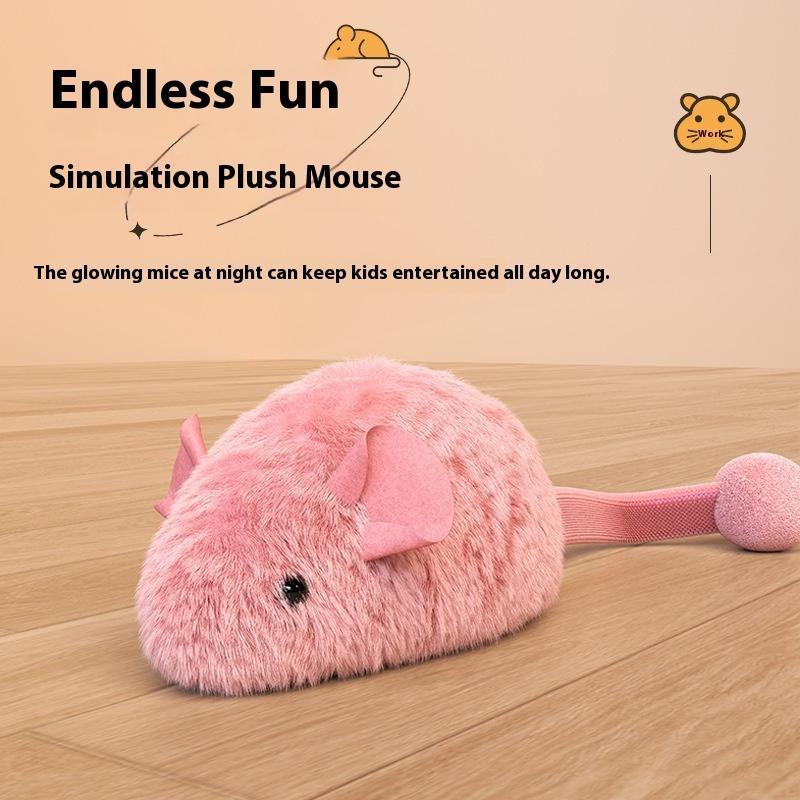 Interactive Plush Mouse Cat Toy With Night Fluorescence Simulation Mouse Cat Self Entertainment Indoor Pet Toy