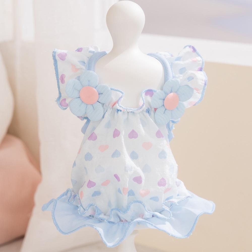 

3D Floral Dog Princess Dress Comfortable Pet Harness Skirt Cat Costume Pet Clothes Spring/Summer S синий