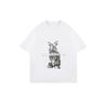 Oversized T-Shirt Black Rabbit Print With Lab Media Lab Text Casual Streetwear For Women