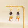 Lovely Imitation Pearl Snowman Drop Earrings for Women Trendy Rhinestone Snowflake Earring Christmas Holiday Party Jewelry Gift