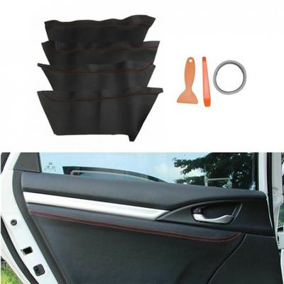 4 Pieces Leather with Red Line Car Inner Door Panel Cover Change For Civic 16-21