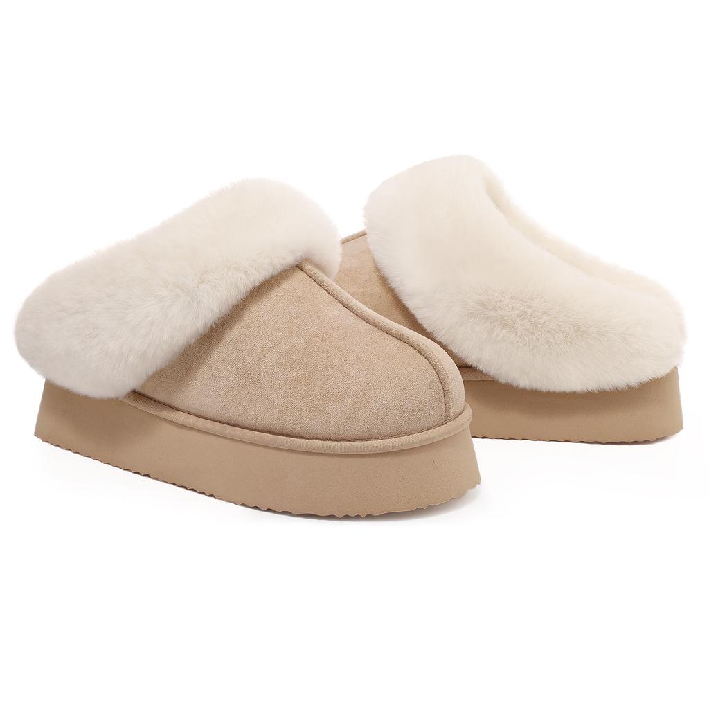 Fashion Smile Winter Fluffy Women Fuzzy Slippers Warm Short Plush Non-slip Cozy Soft Cotton Slippers Indoor Fleece Lined Fur Slippers