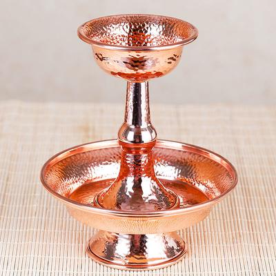 Red Buddhist Guardian Cup Furnishing Copper Handicraft Hammer Tibetan Interior Buddhism Holy Water Plate Home Gift Decorative
