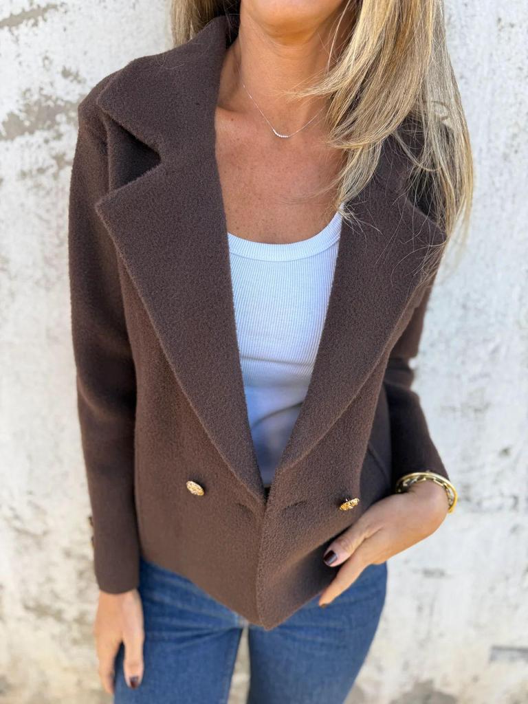Women's Casual Wool Blend Button-Down Tops - 2025 Autumn/Winter European and American Style