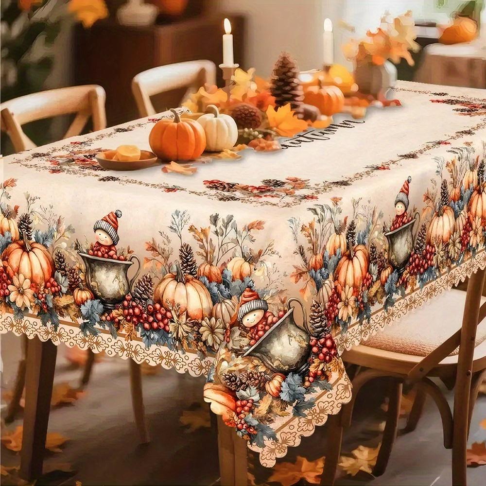 Autumn Harvest Rectangle Table Cloth for Table Decor Kitchen Dining Waterproof Reusable Tablecloth for Tables Holiday Party