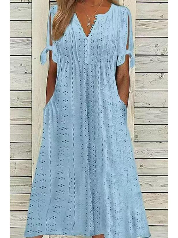2024 New Fashion High-Waisted Casual Loose Embroidered Dress