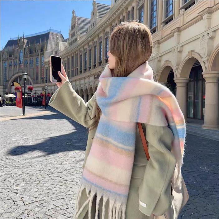 Korean Imitation Cashmere Plaid Scarf for Women - Thick, Warm, Versatile Autumn/Winter Fashion