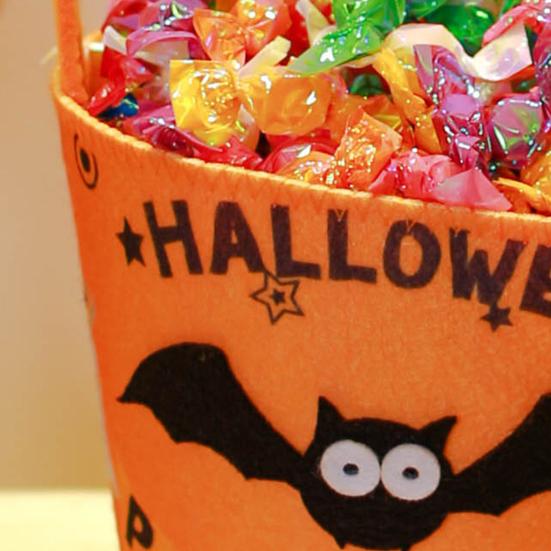 Halloween Candy Bag with Handle Large Capacity Bat Pumpkin Print Candy Treat Bag Cosplay Accessories