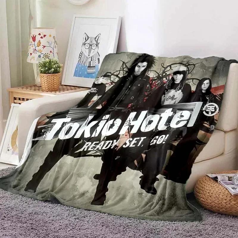 Tokio Hotel Band Retro Printed Blanket Warm Blanket Flannel Soft Comfort Blanket Home Travel Bedding Sofa Supplies Birthday Gift