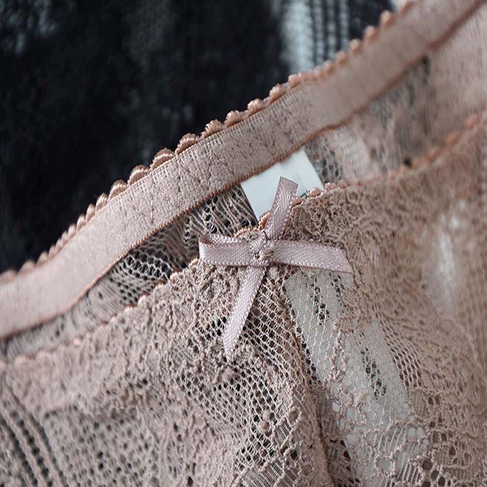 Sexy Female G-String Embroidered Intimates Mini Bow Underpants Thong for Women Lace Panties