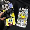 Cartoon Niedlich S-SpongeBob Anime Handyhülle Für IPhone 17 16 15 14 11 12 13 Pro Max Pro Plus Farbige Silberne Hülle