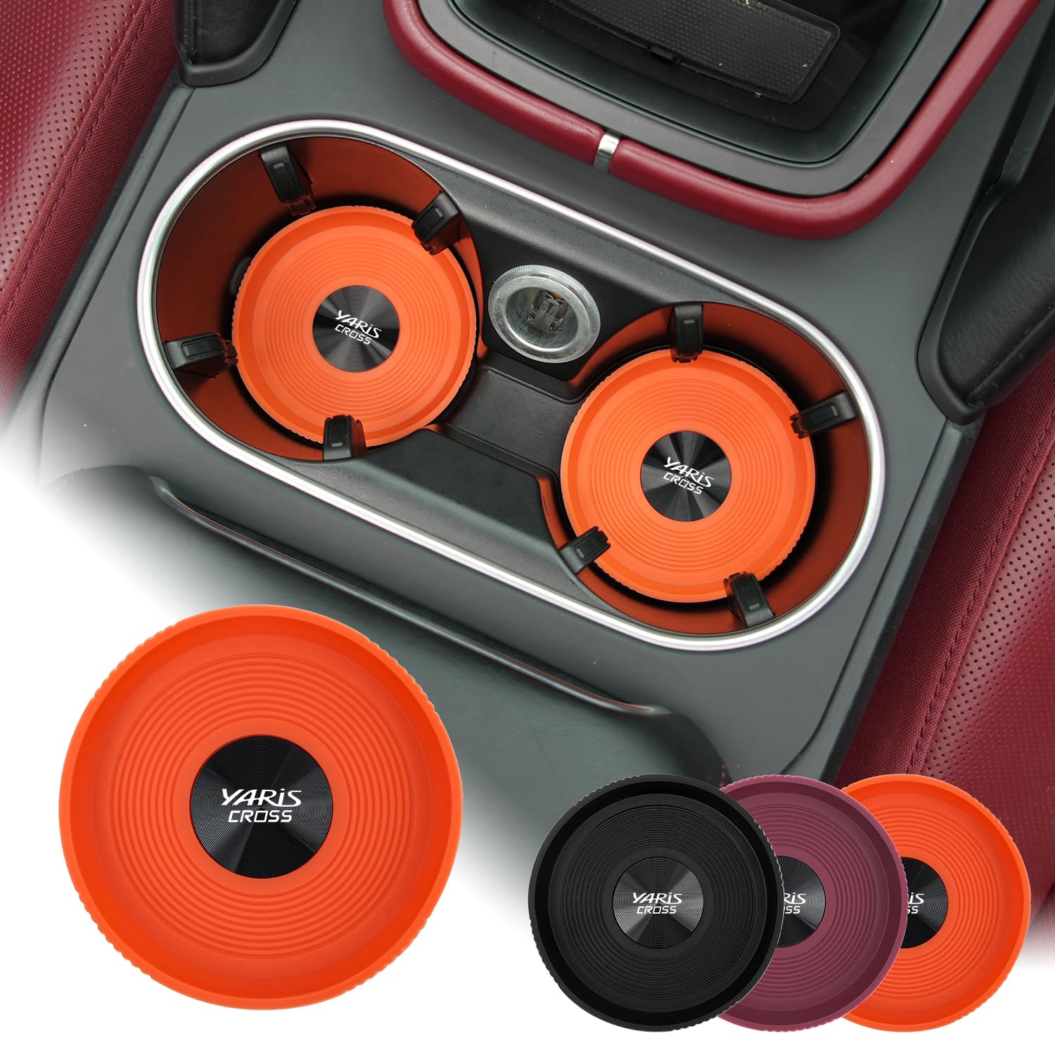 

Yaris Cross Exclusive Car 3D Round Cup Mats for Car Drink Stylish Custom Interior Accessories for the New Yaris Silicone with Premium Metal Car