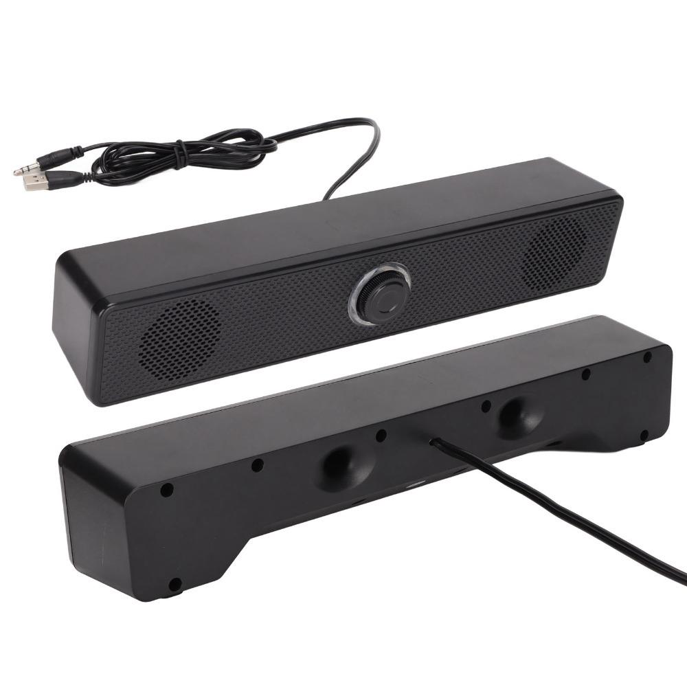 3.5mm Input Computer Speaker USB Powered Soundbar Desk Audio Wired Connection  TV Entertainment