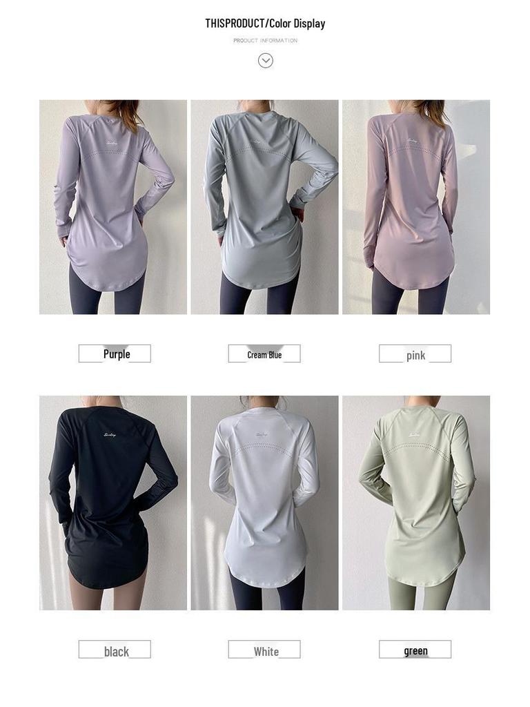 Women's Long Sleeve Yoga & Running T-Shirt with Slimming Fit & Breathable Back