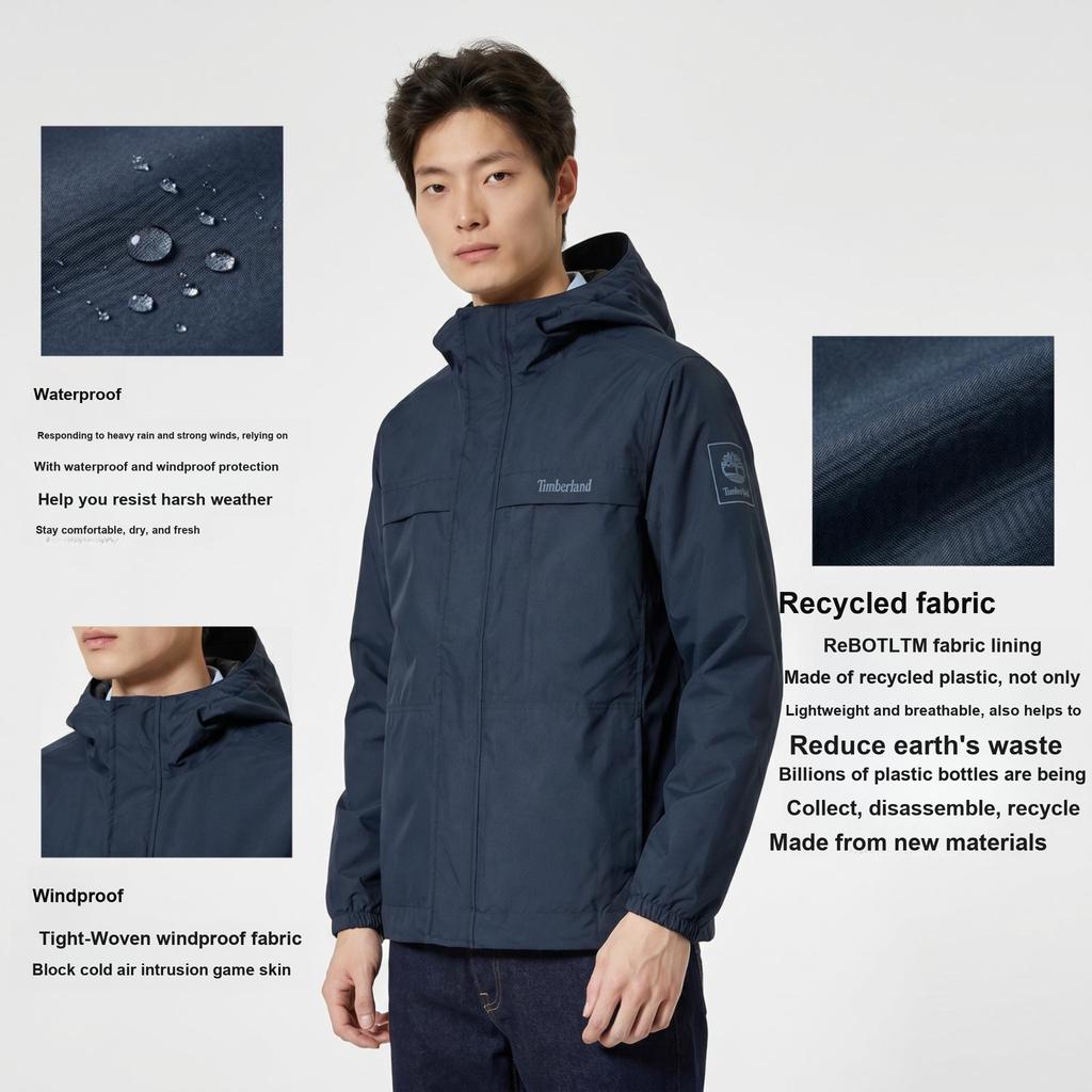 Timberland Af Wr Benton Shell Giacca Tessuta con Cappuccio Sportiva Casual Tinta Unita Uomo Giacca Blu Zaffiro Scuro A695W-433