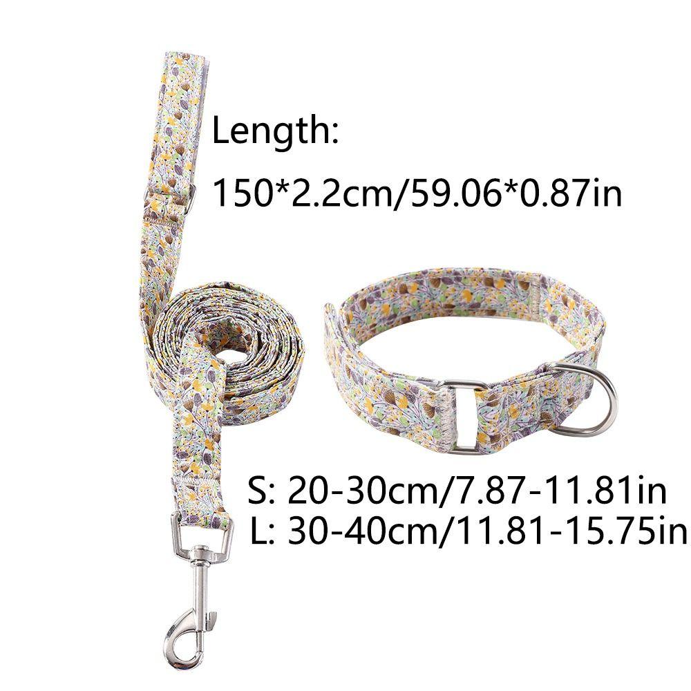 Flower Print Dog Collar Leash Set Adjustable Pet Collars Combo  Small Medium Large Dogs