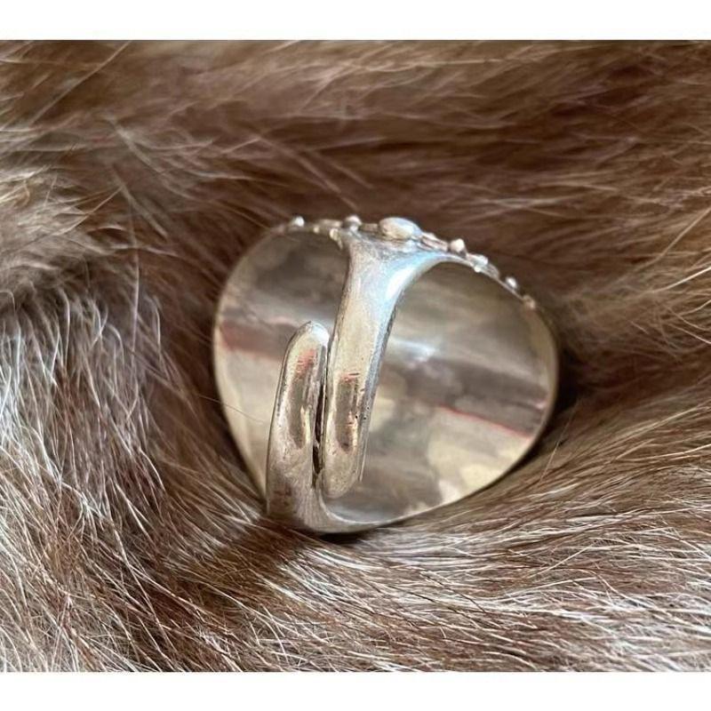 Xizang Mongolian Ethnic Element Simulation Coral Ring Women's Ring Open Index Finger Ring Men's Retro Simulation Gemstone