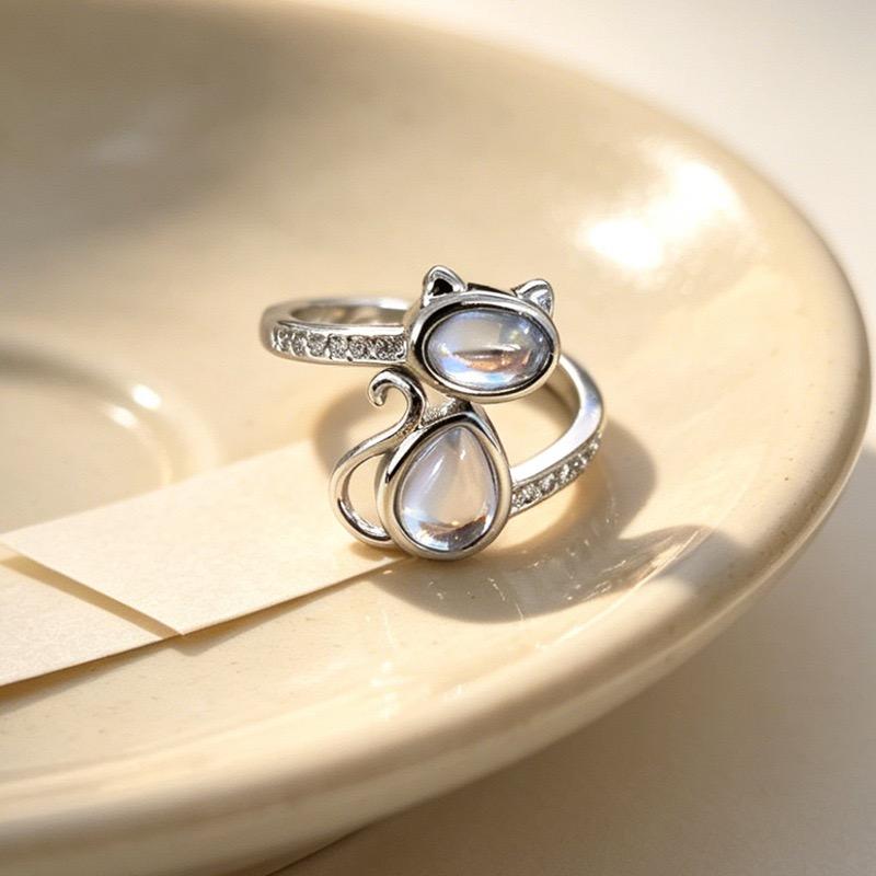 Xiaomi BF CLUB 925 Sterling Rings for Women Simple Geometric Handmade Irregular Retro Cat Moonstone Ring Allergy For Birthday Gift