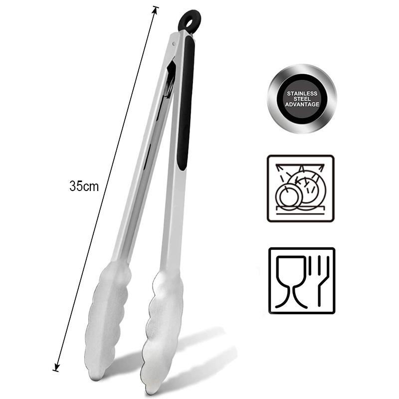 Extra Long Stainless Steel BBQ Tongs Salad Food Clips Bread Pasta Serving Tongs Non-Stick Kitchen Cooking Tools