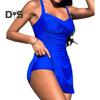 Women One Piece Swim Dress Tummy Control Swimsuit Slimming Back Cross Bathing Suit for Vacation Beach Pool Tanning