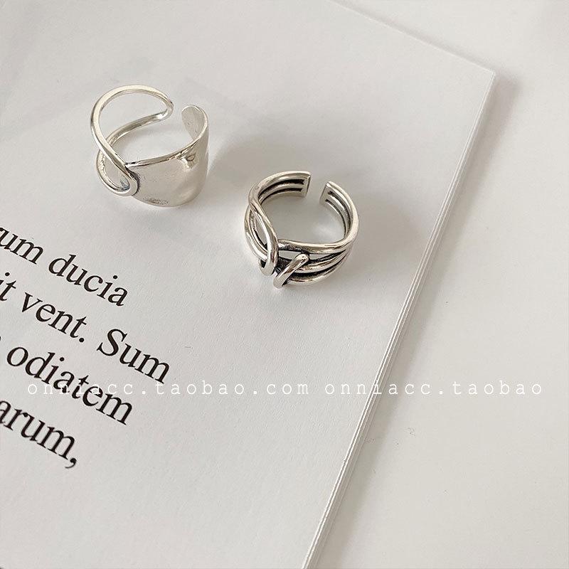 Trendiger Vintage Offener Kettenglied Knoten Breiter Bandring für Damen