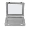 Jewelry Box 7 Slots Velvet Jewellery Holder Storage Display Case for Earring Bracelet Gray