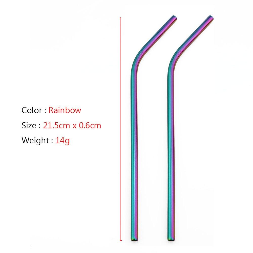 8pcs Multicolor Metal Straws High Quality Stainless Steel Straw Eco Friendly Reusable Straw Party Accessory Dishwasher Safe