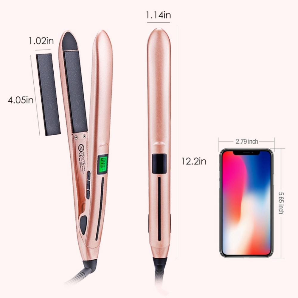 Piastra per capelli due in uno regolatrice di temperatura con display della temperatura, Piastra per capelli a doppio scopo per arricciare e lisciare, con olio ceramico